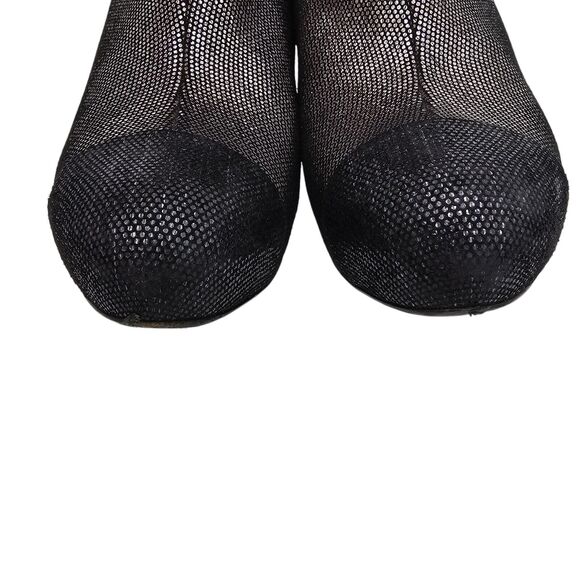 Chanel CC Cap Toe Ankle Heel Boot Size 37 US 6 6.5 Silver Metallic Leather Zip - Picture 7 of 11